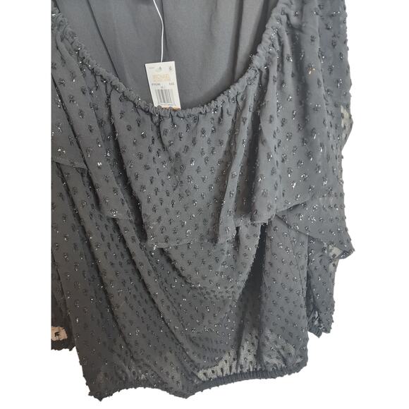 MICHAEL Michael Kors Black Clip Chiffon Off-Shoulder Blouse, NWT, 3X - Picture 3 of 7